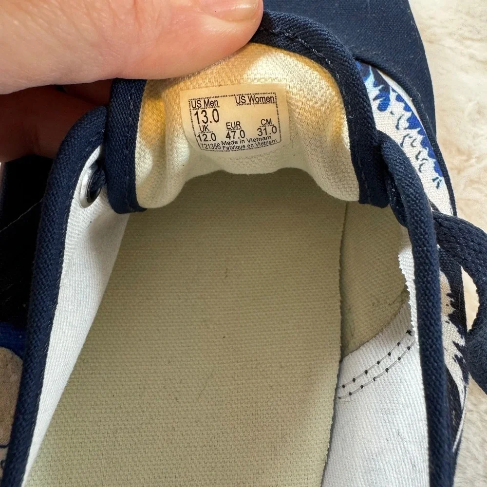 Vans Authentic Customs Great Wave Navy Blue Canvas Skate Shoes Mens 13